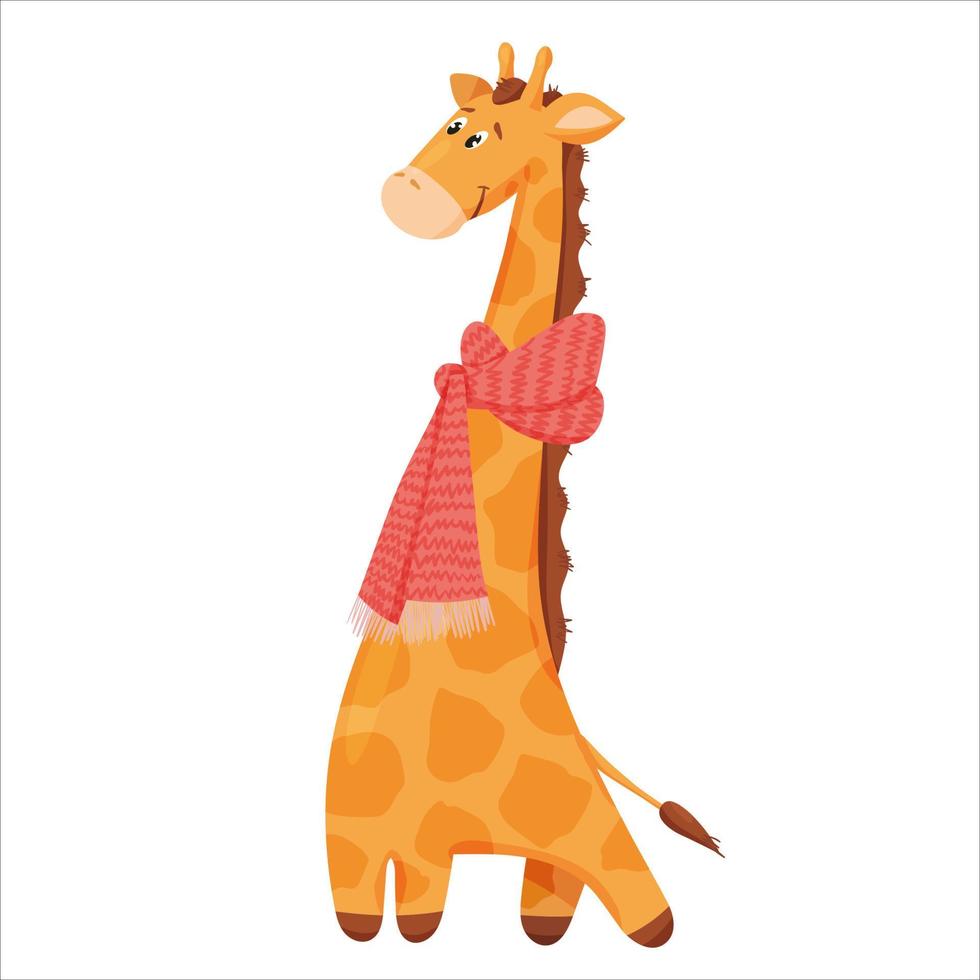 süße Giraffenkarikatur auf weißem Hintergrund vektor