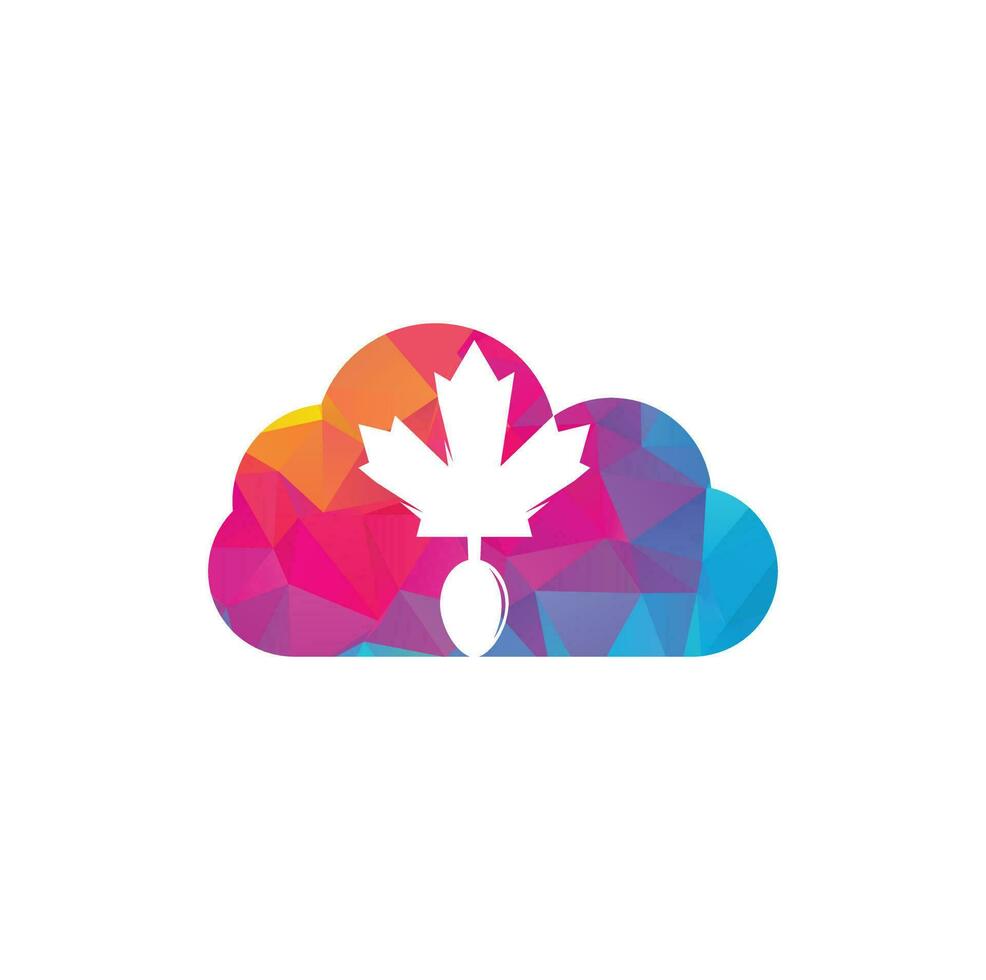kanadisches Essen Wolkenform Konzept Logo Konzept Design. kanadisches Restaurant-Logo-Konzept. Ahornblatt und Gabel-Symbol vektor