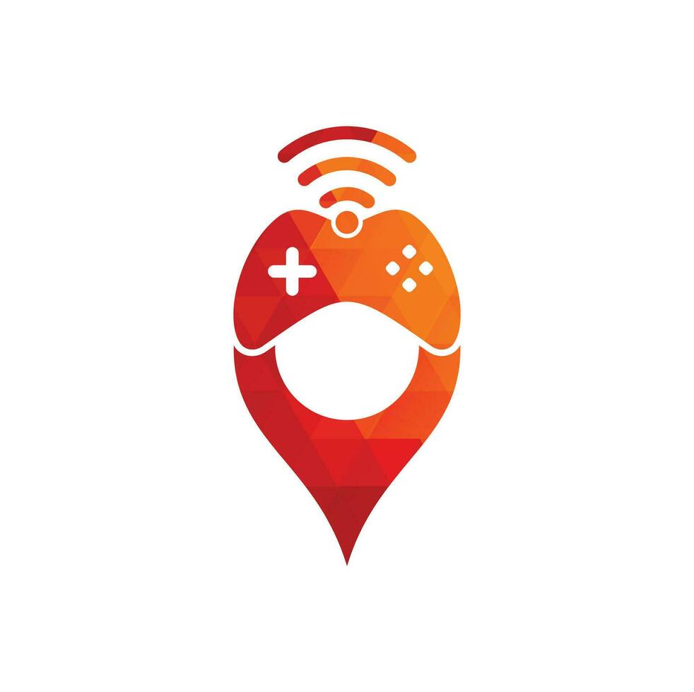 spiel wifi karte stiftform konzept logo design vorlage vektor. Joystick und WLAN-Logo-Kombination. Gamepad und Signalsymbol oder -symbol vektor