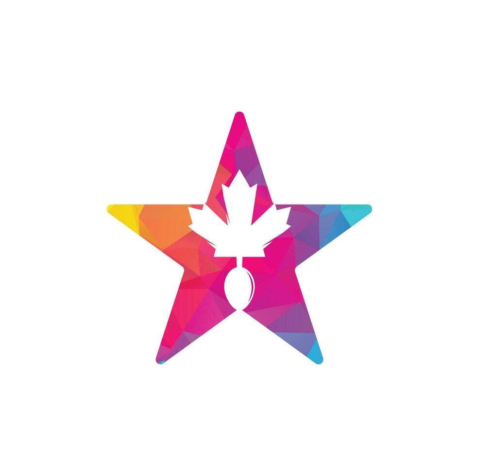 kanadisches Essen Sternform Konzept Logo Konzept Design. kanadisches Restaurant-Logo-Konzept. Ahornblatt und Gabel-Symbol vektor