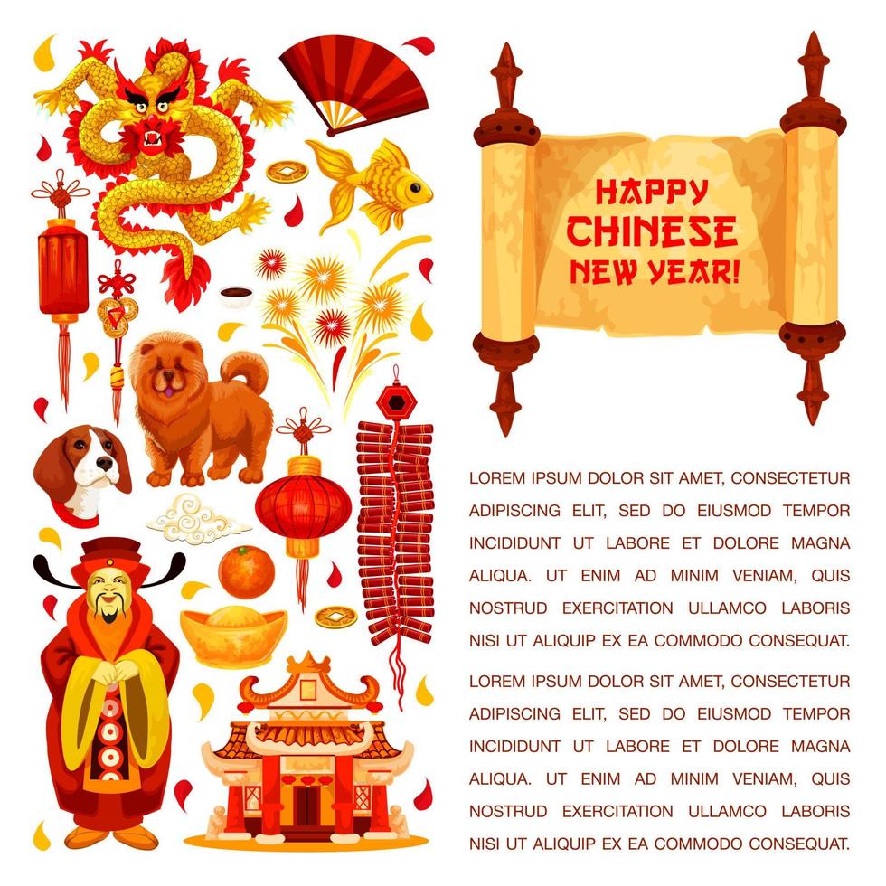 kinesisk ny år vektor dekorationer hälsning kort