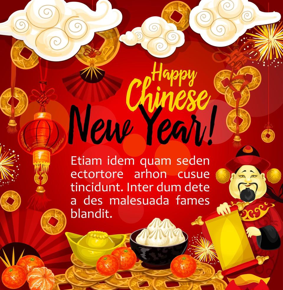 chinesische neujahrsgrußkarte für das frühlingsfest vektor