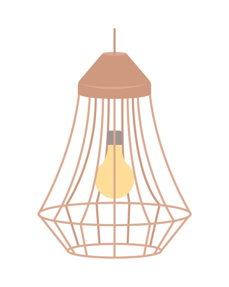 lampa med tråd bur plafond semi platt Färg vektor objekt. redigerbar element. full sized Artikel på vit. Hem dekor enkel tecknad serie stil illustration för webb grafisk design och animering