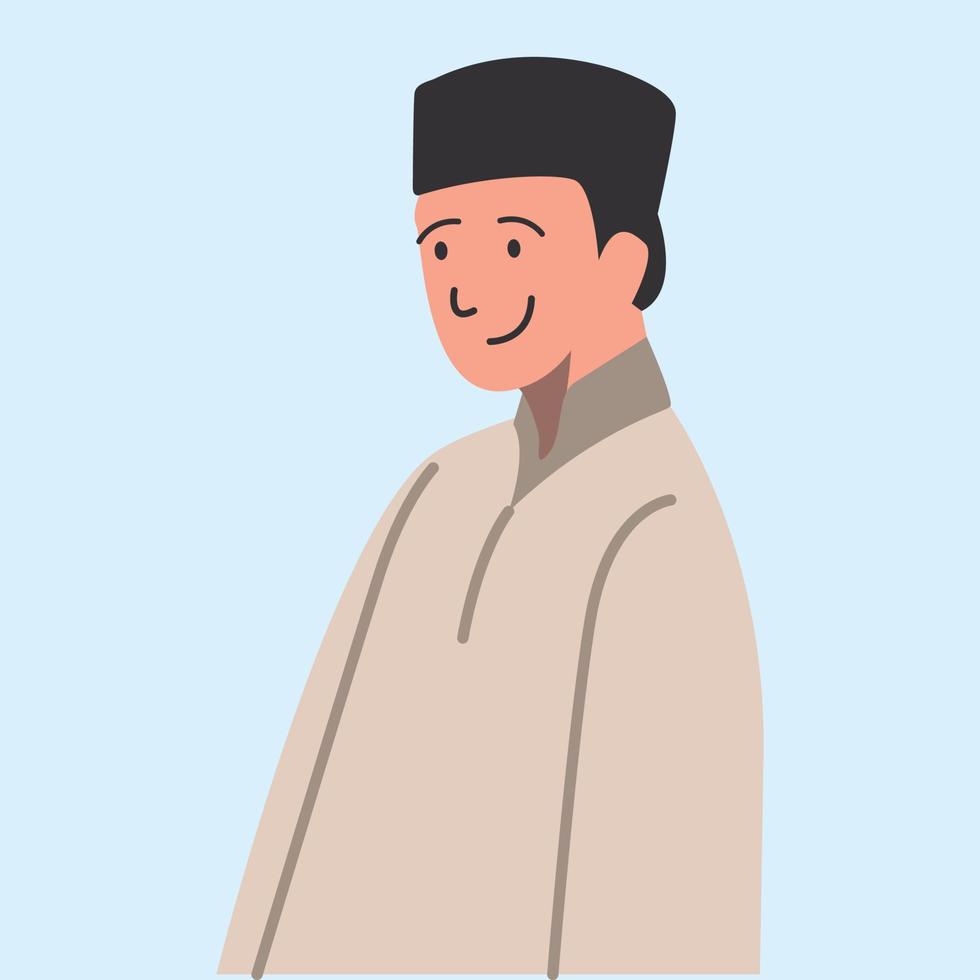 muslimischer mann trägt kappe flachen charakter vektor