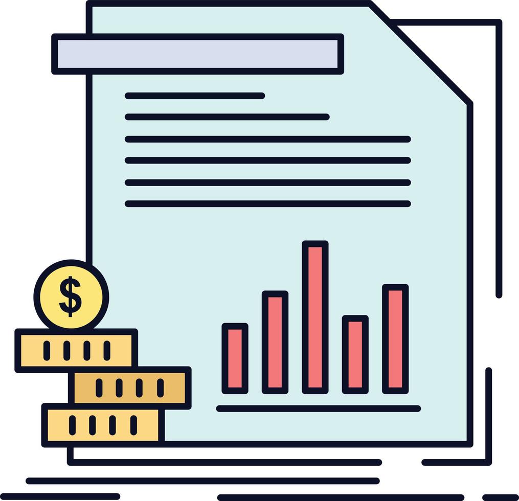 ekonomi finansiera pengar information rapporter platt Färg ikon vektor