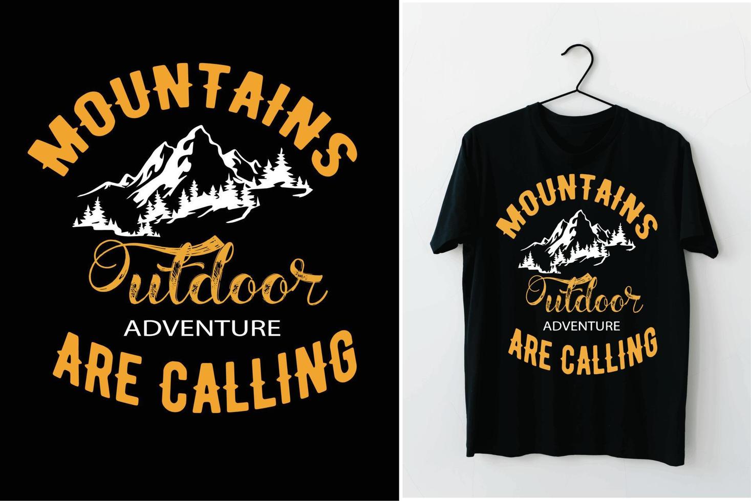 Outdoor-Abenteuer in den Bergen fordern T-Shirt-Design vektor