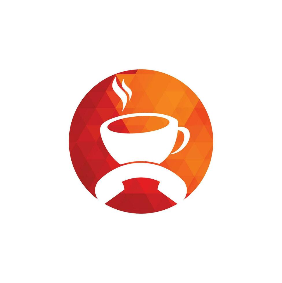 kaffe ring upp vektor logotyp design. telefonlur och kopp ikon.