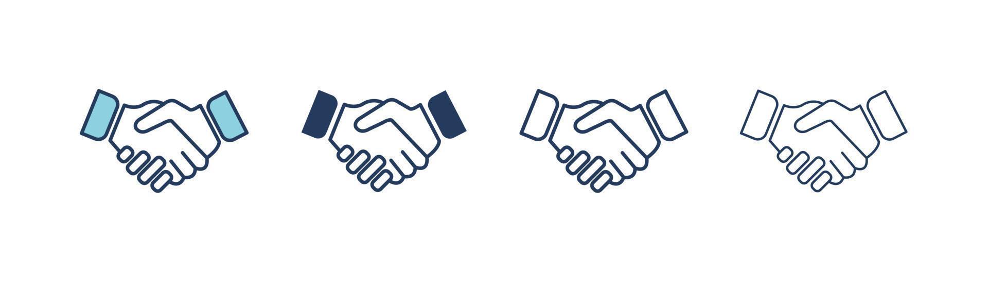 Handshake-Symbol. Business-Vektor-Symbol. gefülltes und lineares Zeichen für mobiles Konzept und Webdesign. Abbildung des Handshake-Symbols. Pixel-Vektorgrafiken - Vektor