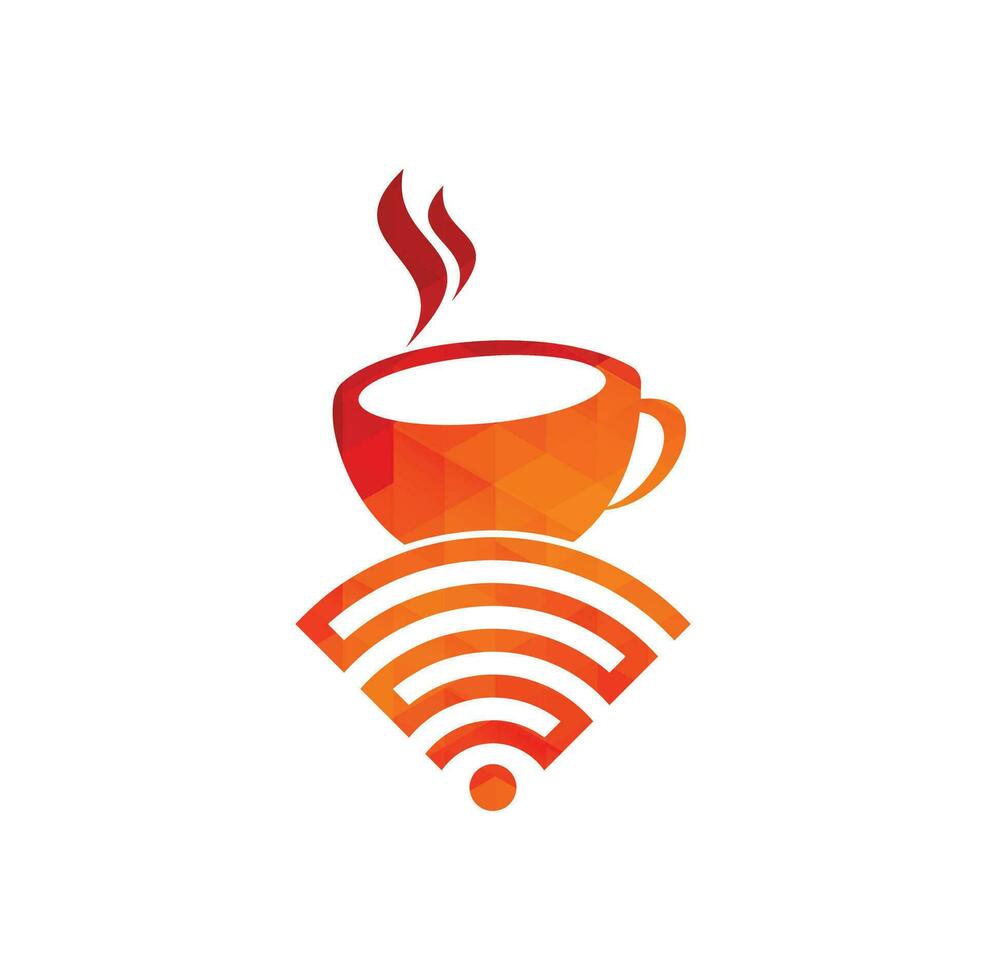 kaffe kopp med wiFi vektor ikon logotyp. kreativ logotyp design mall för Kafé eller restaurang.