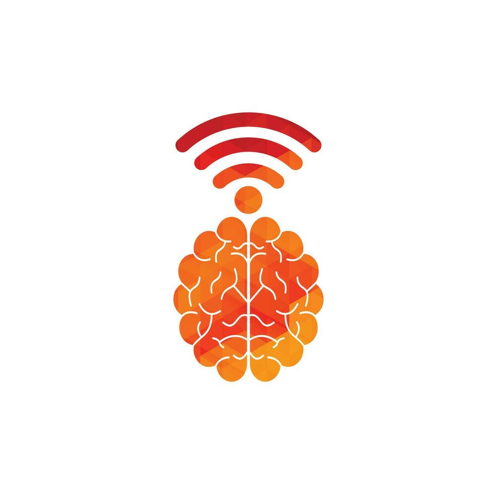 Designzeichen für Gehirn und WLAN-Logo. Bildung, Technologie und betriebswirtschaftlicher Hintergrund. Wi-Fi-Gehirn-Logo-Symbol. vektor