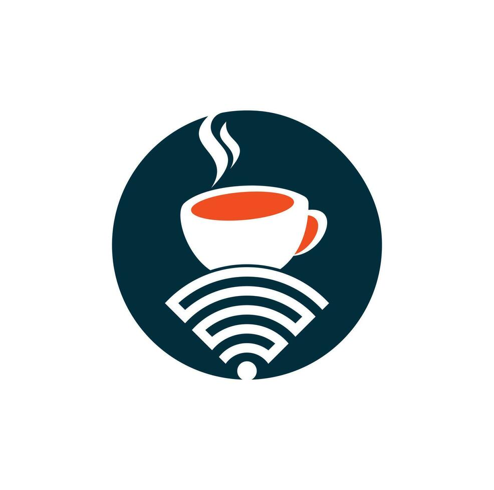 kaffe kopp med wiFi vektor ikon logotyp. kreativ logotyp design mall för Kafé eller restaurang.