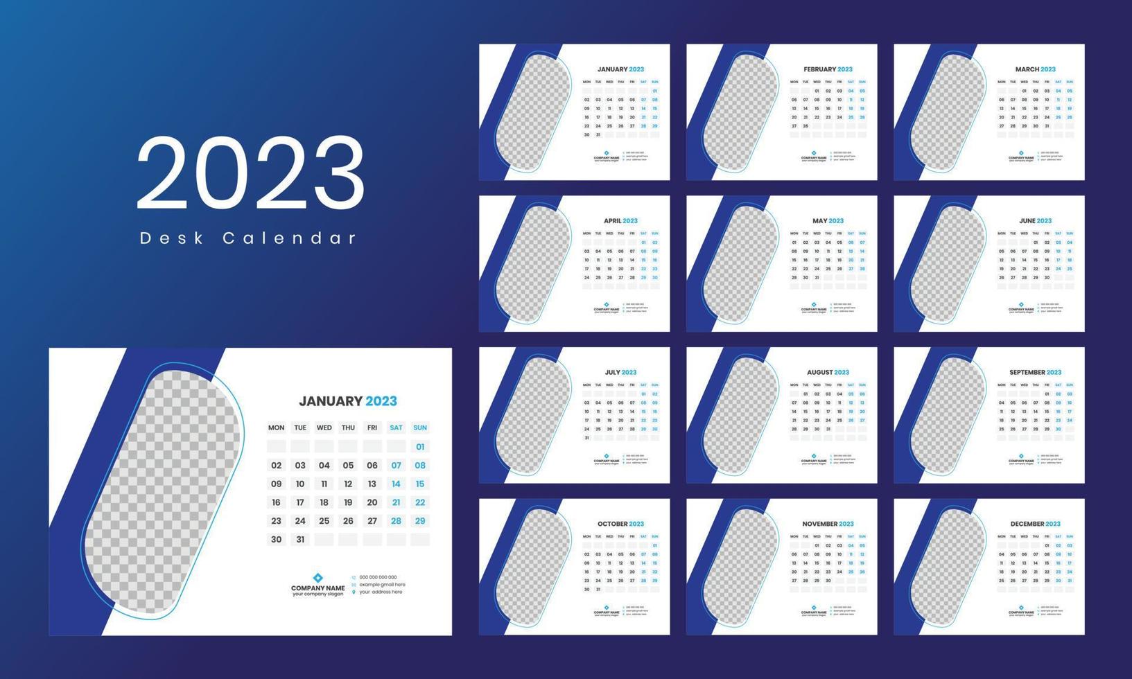 skrivbord kalender mall 2023 vektor