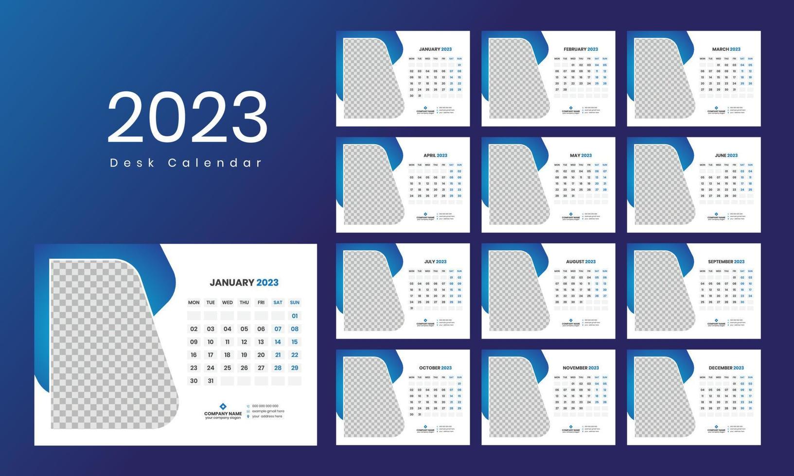 skrivbord kalender mall 2023 vektor