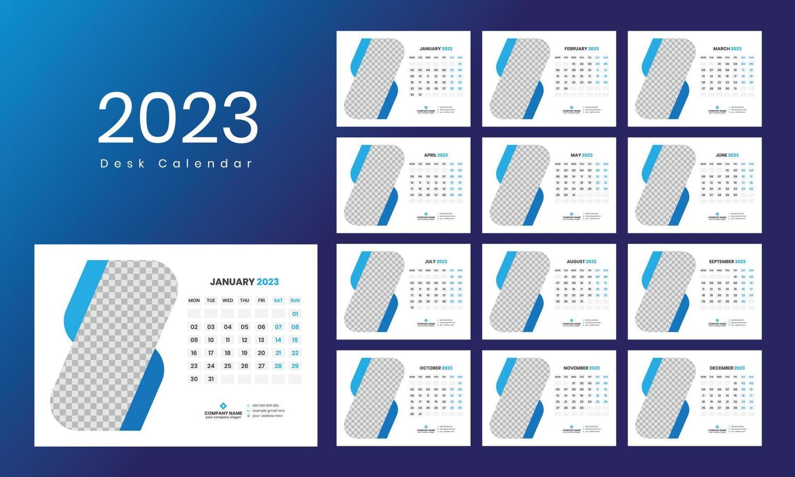 skrivbord kalender mall 2023 vektor