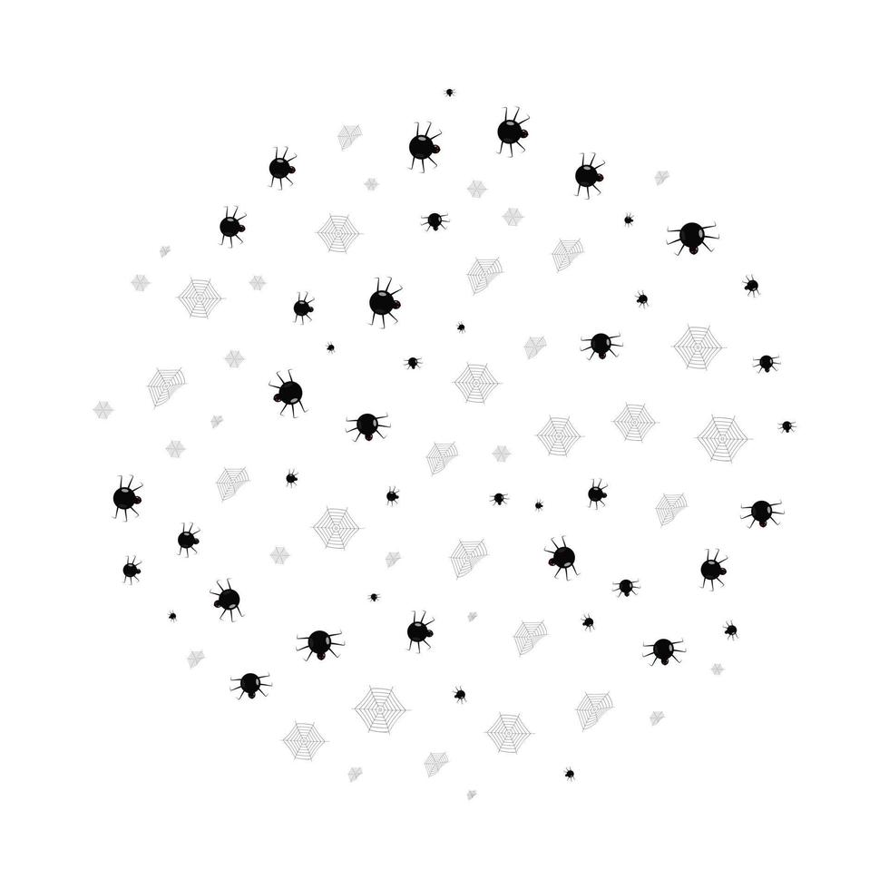 Muster in einem Kreisnetz, schwarze Spinnen auf weißem Hintergrund vektor