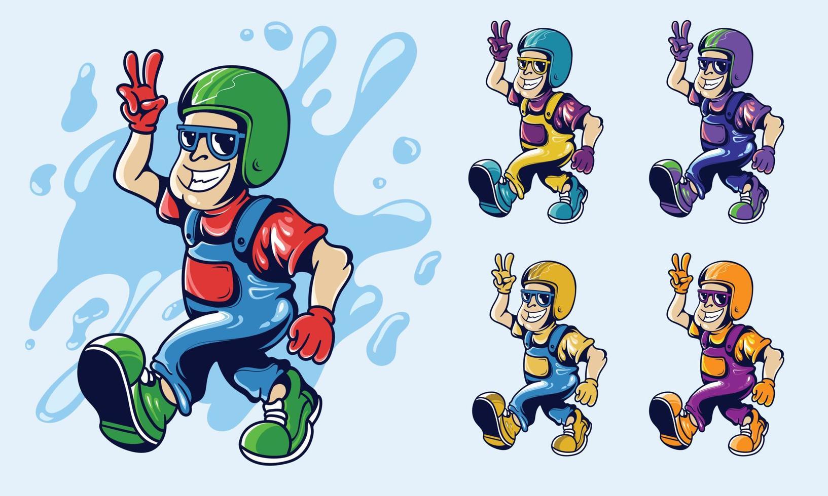 Maskottchen-Reinigungsservice im Cartoon-Stil. kann für Logo verwendet werden vektor