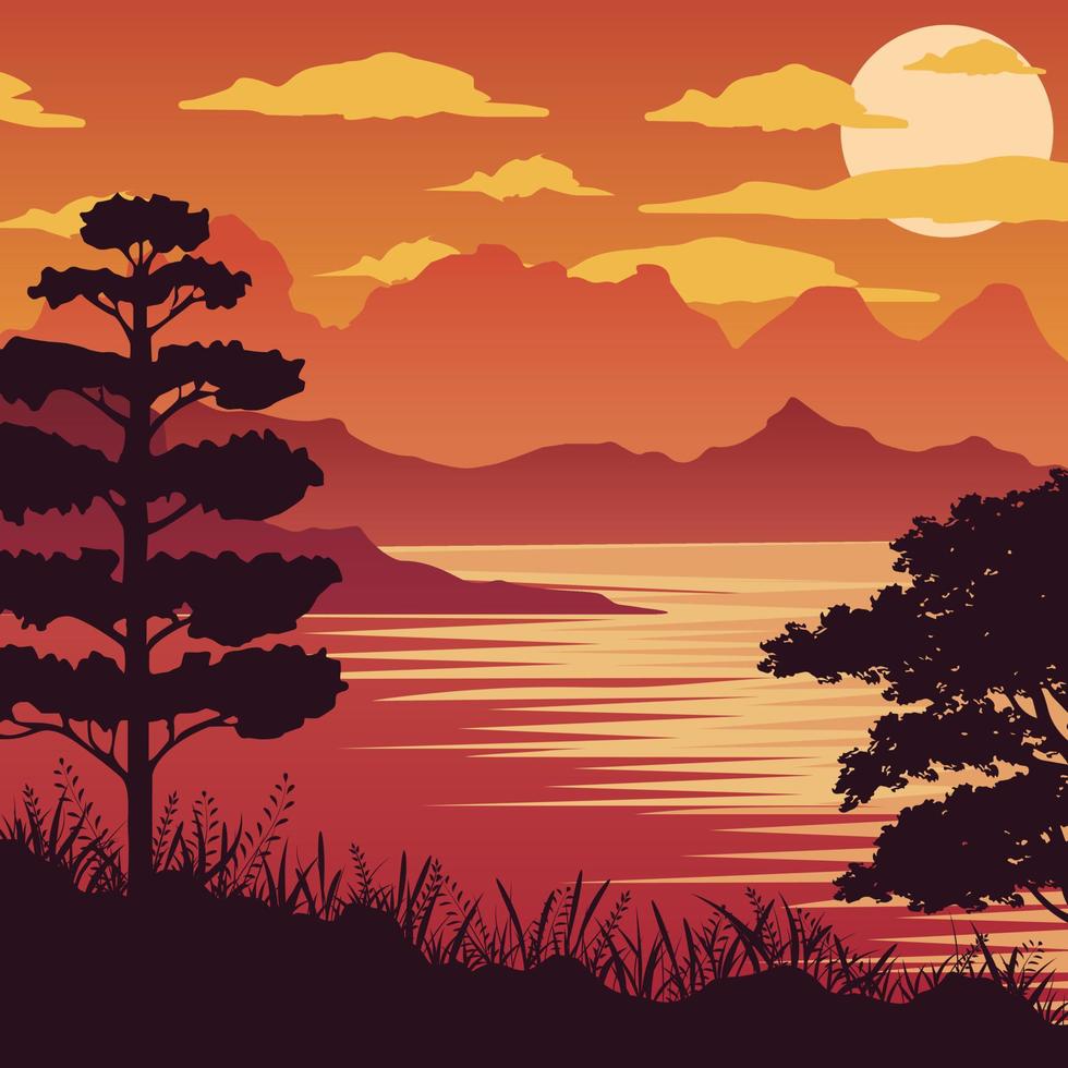 natt savann landskap, naturlig afrikansk bakgrund vektor illustration
