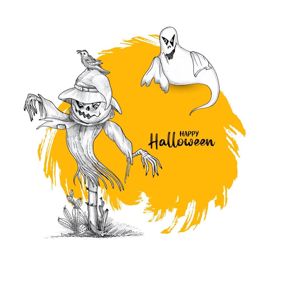 Gruseliges Horrorhintergrunddesign des glücklichen Halloween-Festivals vektor