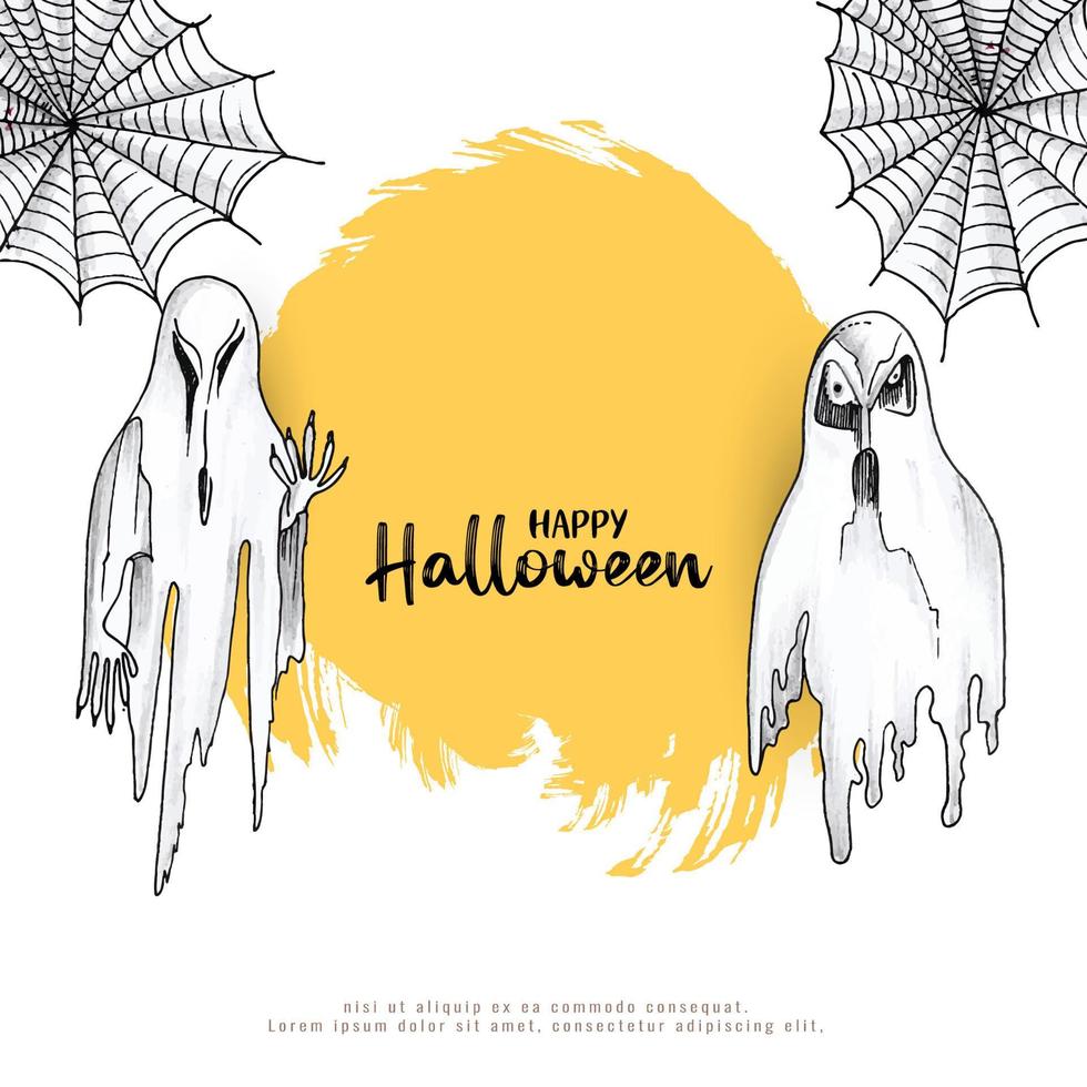Lycklig halloween festival dekorativ besatt bakgrund design vektor