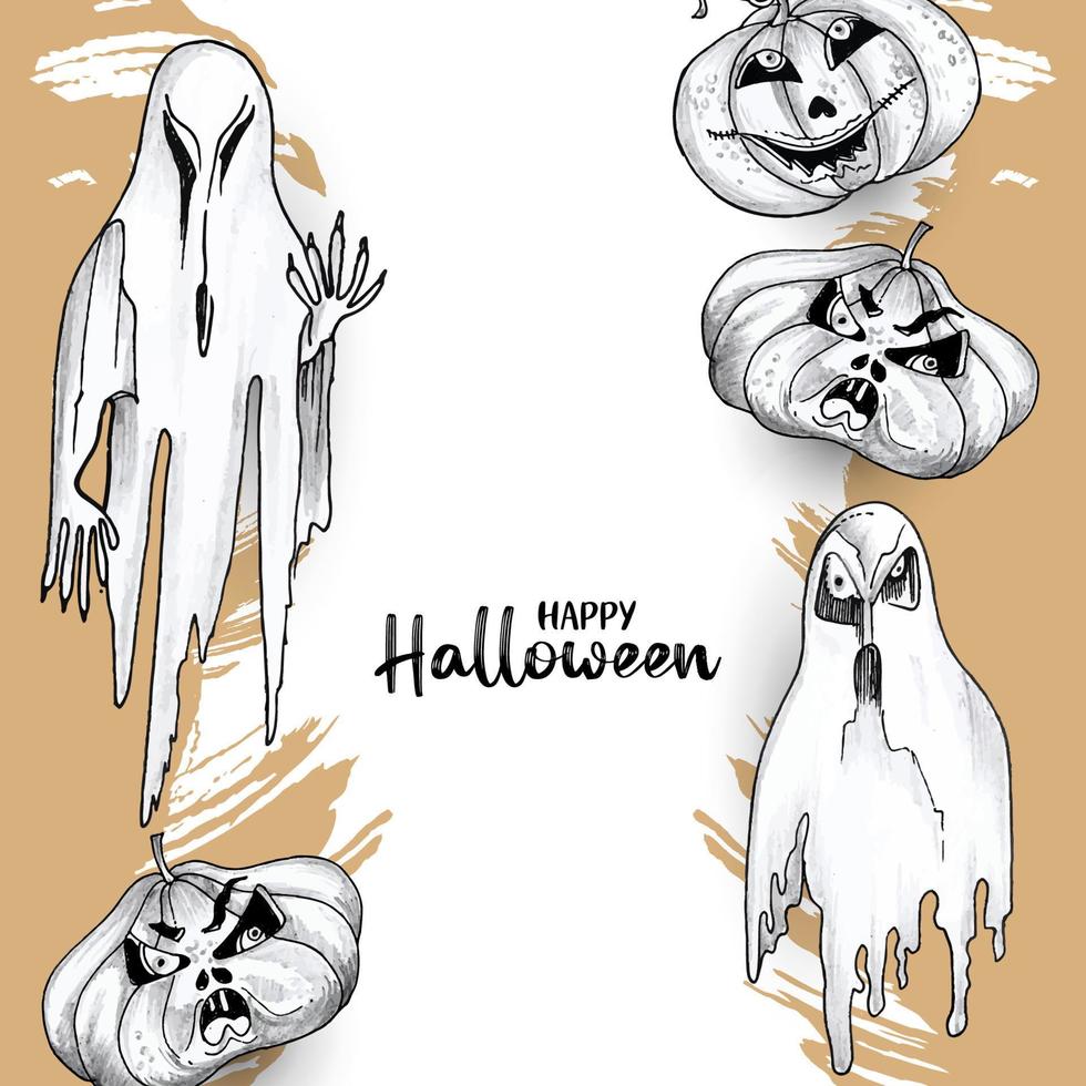 happy halloween gruseliges horror festival feier hintergrunddesign vektor