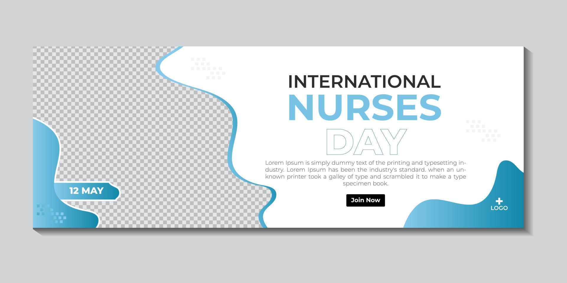 12 Maj internationell sjuksköterskor dag profil omslag och webb baner design vektor