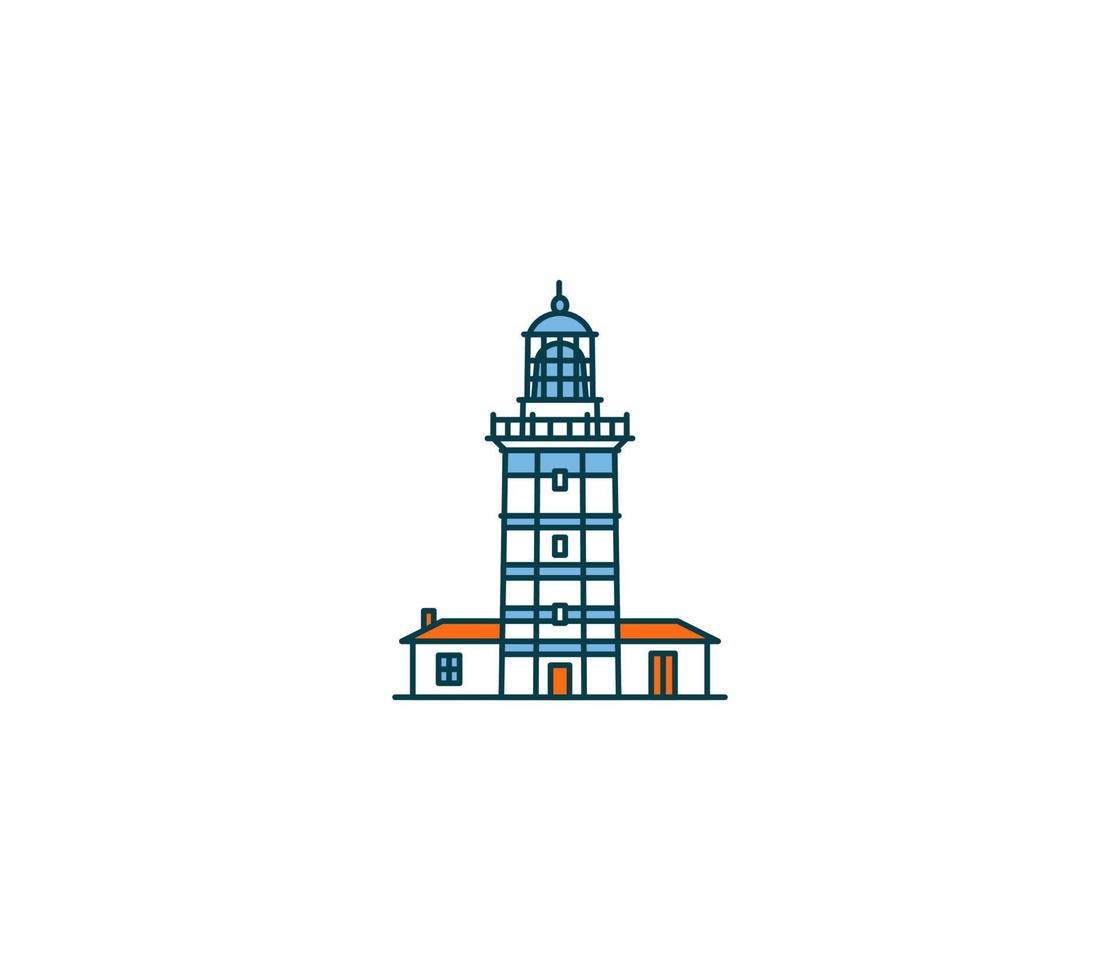 leuchtturmsymbol und touristenattraktionsillustration des stadtwahrzeichens. vektor