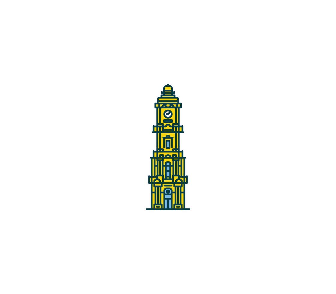 dolmabahce klocka torn symbol och stad landmärke turist attraktion illustration. vektor