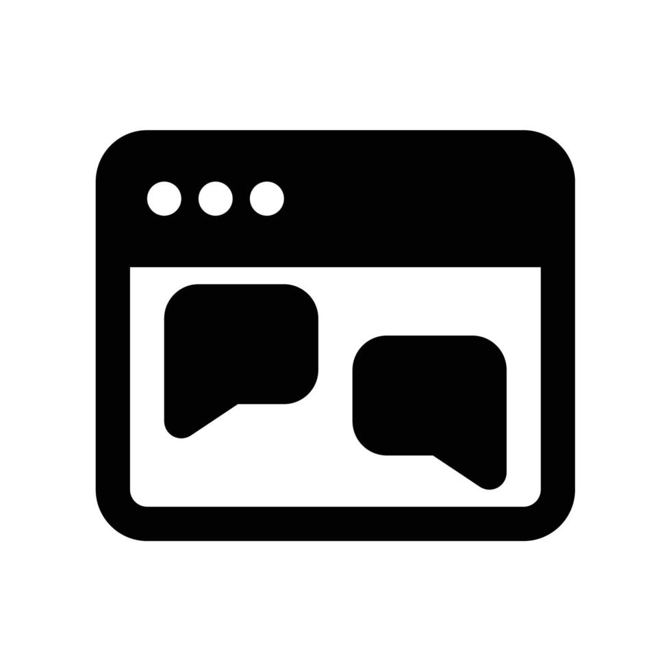 Chat-Symbol für soziale Medien mit Browser und im schwarzen Umrissstil vektor