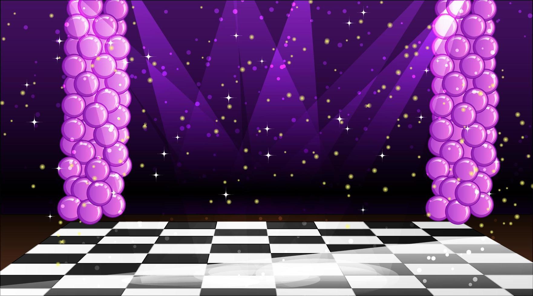 prom night dancefloor szenenhintergrund mit lichtern und luftballons. Vektor-Illustration vektor