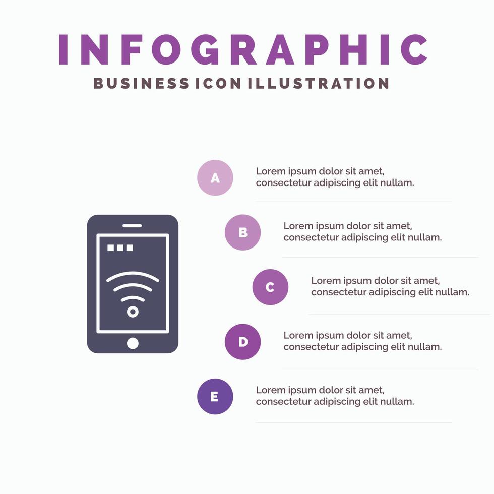 mobile sign service wifi infografik präsentationsvorlage 5 schritte präsentation vektor