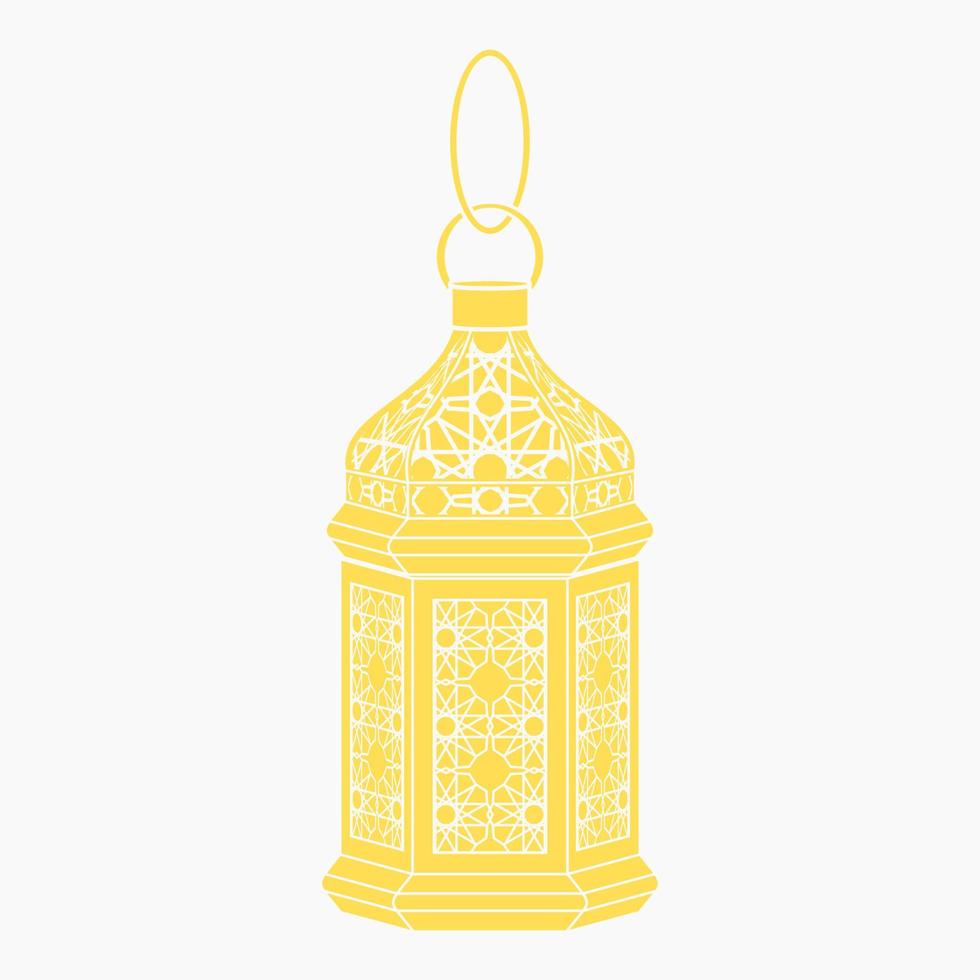 redigerbar isolerat platt svartvit stil hängande gul mönstrad arab lampa vektor illustration för islamic tillfällig tema syften sådan som ramadan och eid också arab kultur design behov