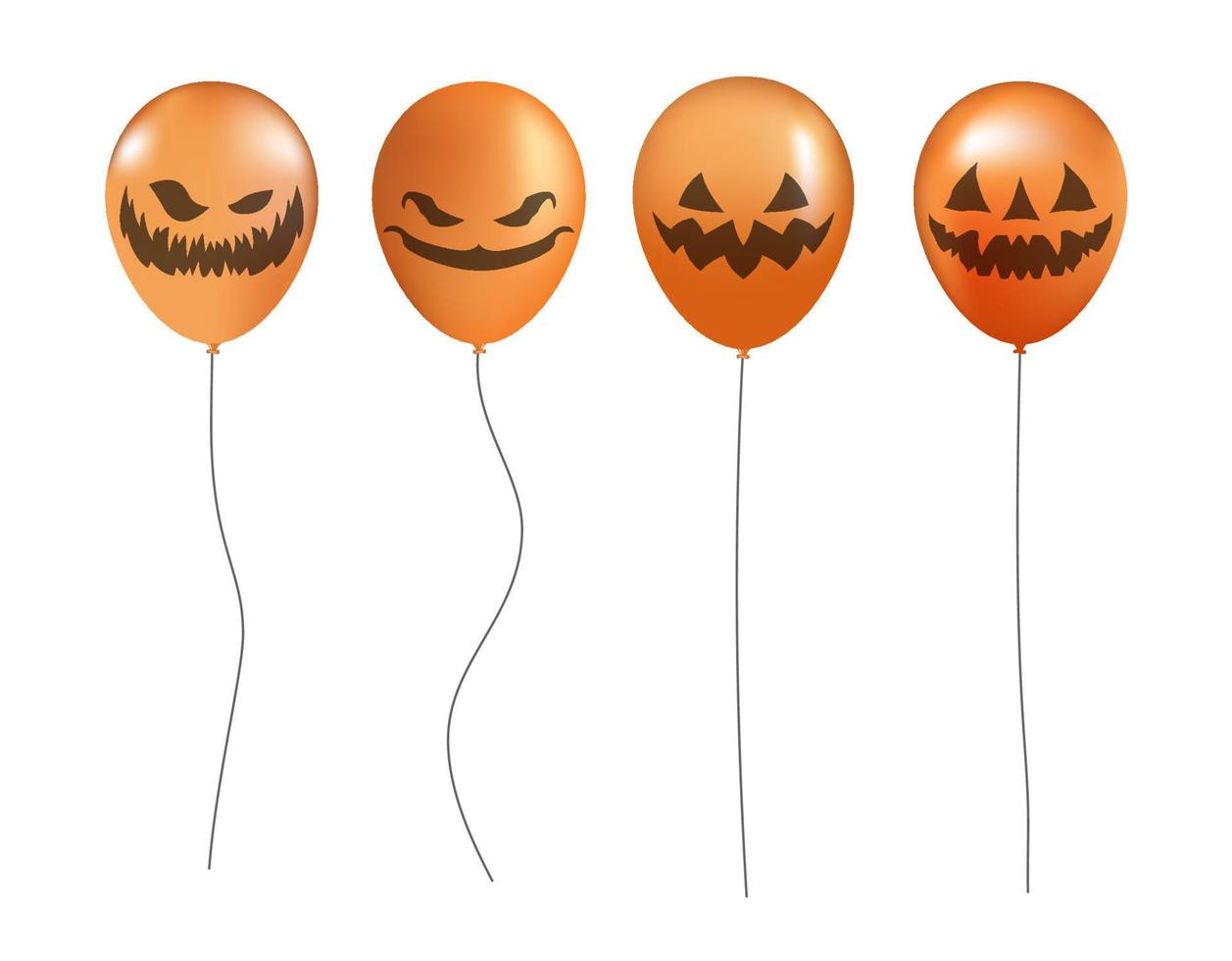 Luftballons für Halloween auf weißem Hintergrund. Fröhliches Halloween-Banner. Vektor-Illustration. vektor