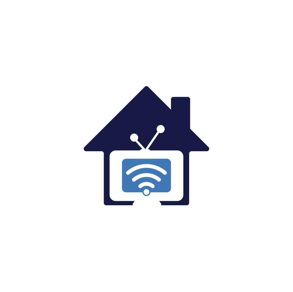 tv und wifi home shape konzept logo vektor. Fernseh- und Signalsymbol oder -symbol. einzigartiges Medien- und Radiologo vektor