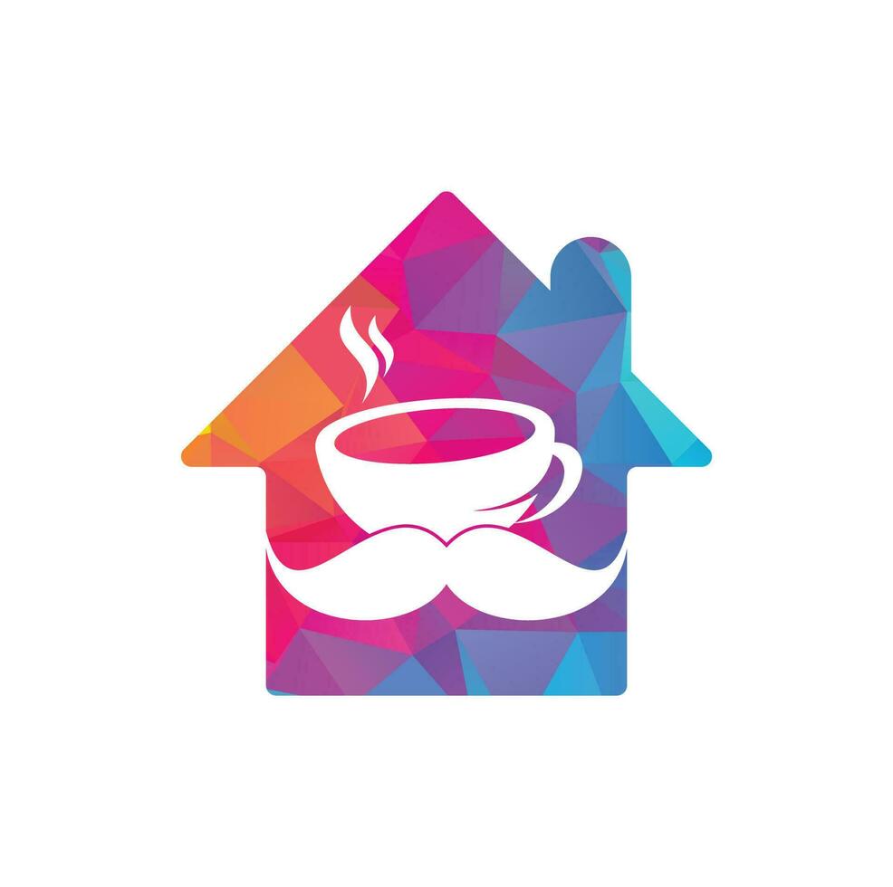 mustasch kaffe Hem form logotyp design mall. kreativ kaffe affär logotyp inspiration vektor