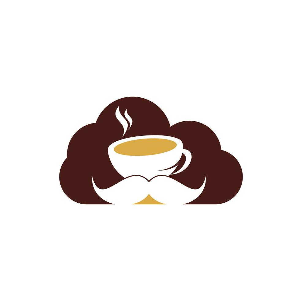 Schnurrbart-Kaffee-Wolkenform-Logo-Design-Vorlage. Inspiration für kreative Café-Logos vektor