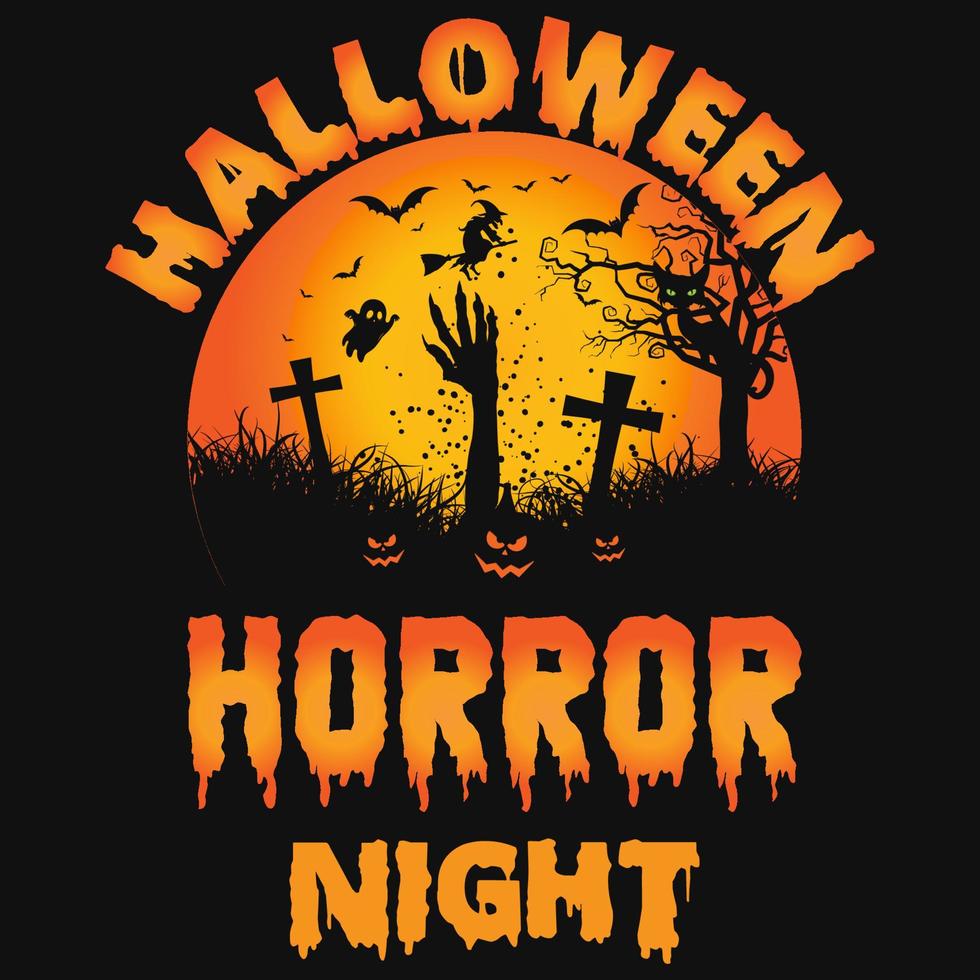 Halloween-Horror-Nacht-T-Shirt-Design vektor