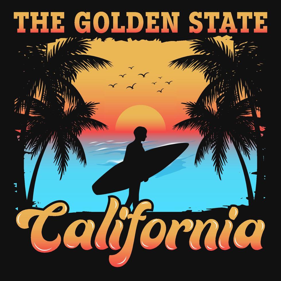 das T-Shirt-Design des goldenen Staates Kalifornien vektor