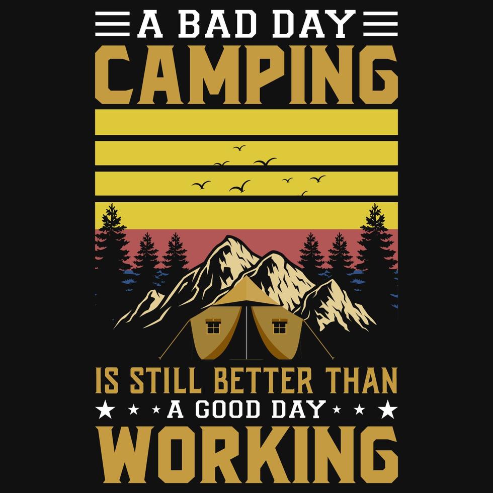 camping årgång tshirt design vektor