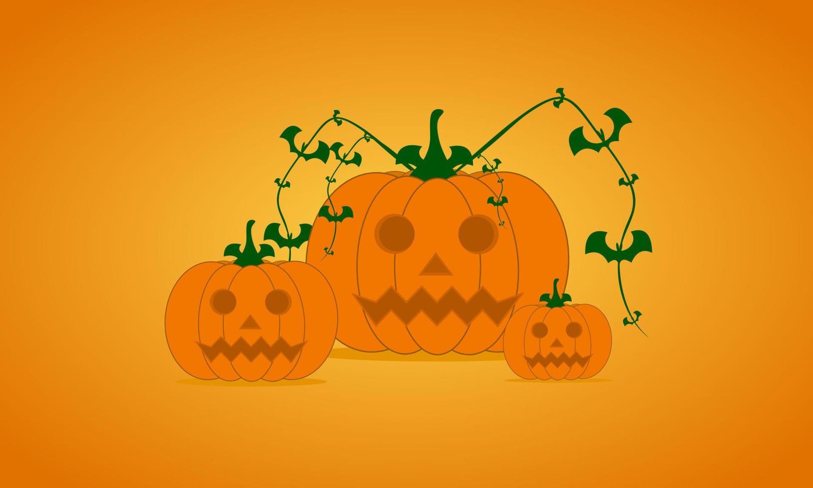 vektor illustration av halloween tema bakgrund, silhuett, pumpa