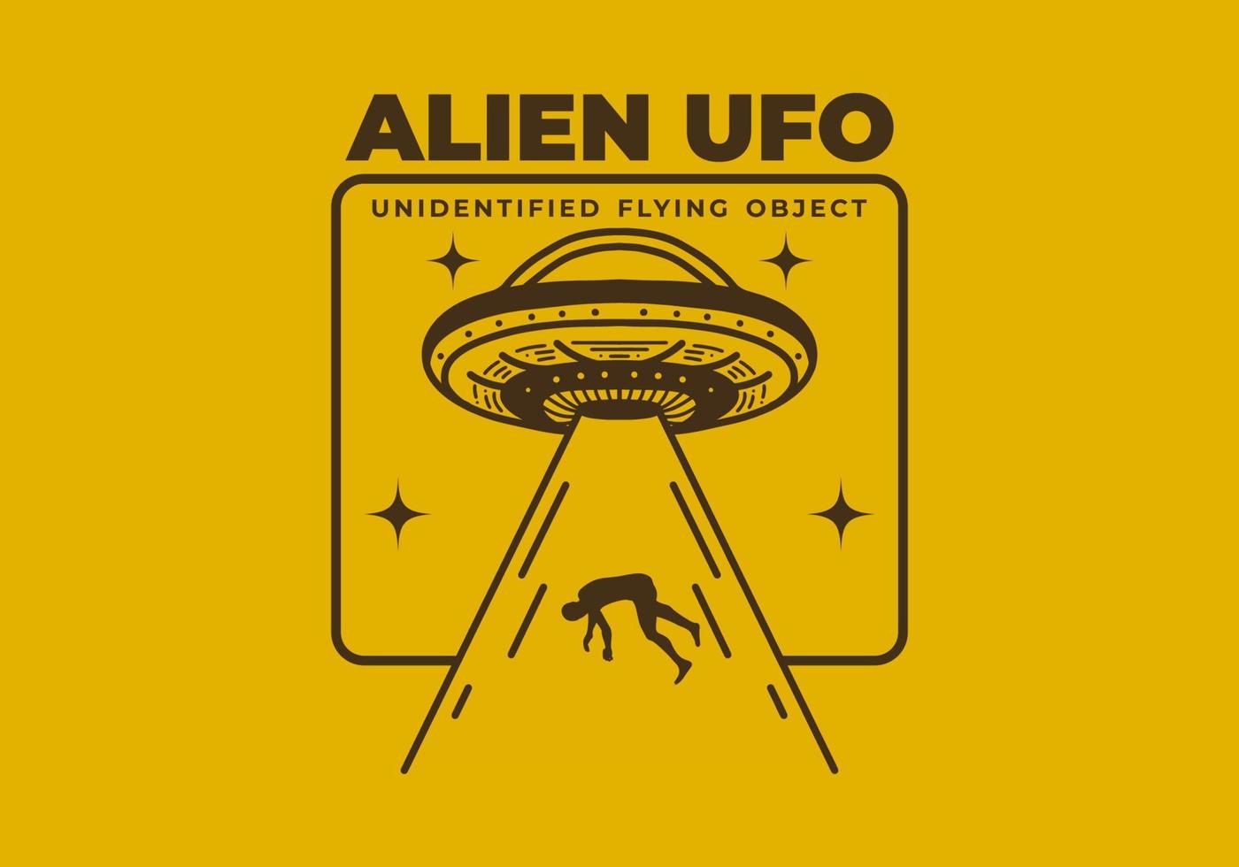 årgång konst illustration av en UFO suga en mänsklig vektor