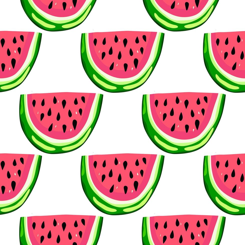 hand gezeichnete wassermelonenscheiben nahtloses muster. niedliche Wassermelonen endlose Tapete. lustige fruchtkulisse. vektor