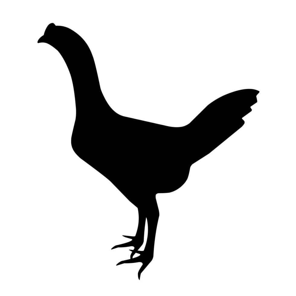 Vektorsilhouette eines Huhns auf weißem Hintergrund. ideal für Logos und Poster über Geflügel. vektor