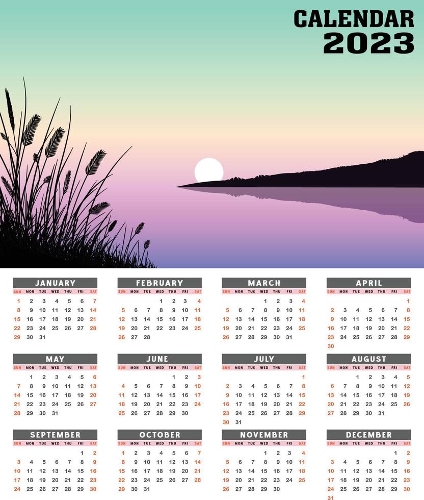 2023 Neujahr handgezeichnete Kalender-Design-Vorlage vektor