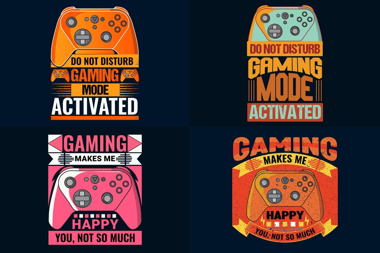 Spiel-T-Shirt-Designpaket, exklusives Gamer-T-Shirt-Designset vektor