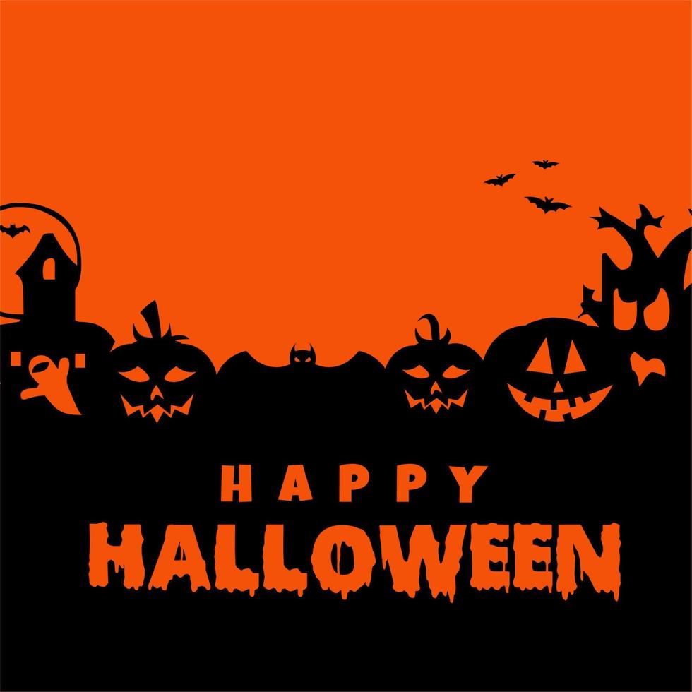 Happy Halloween Vektor Text Silhouette Urlaub Zeichen Hintergrund Aktienvektor