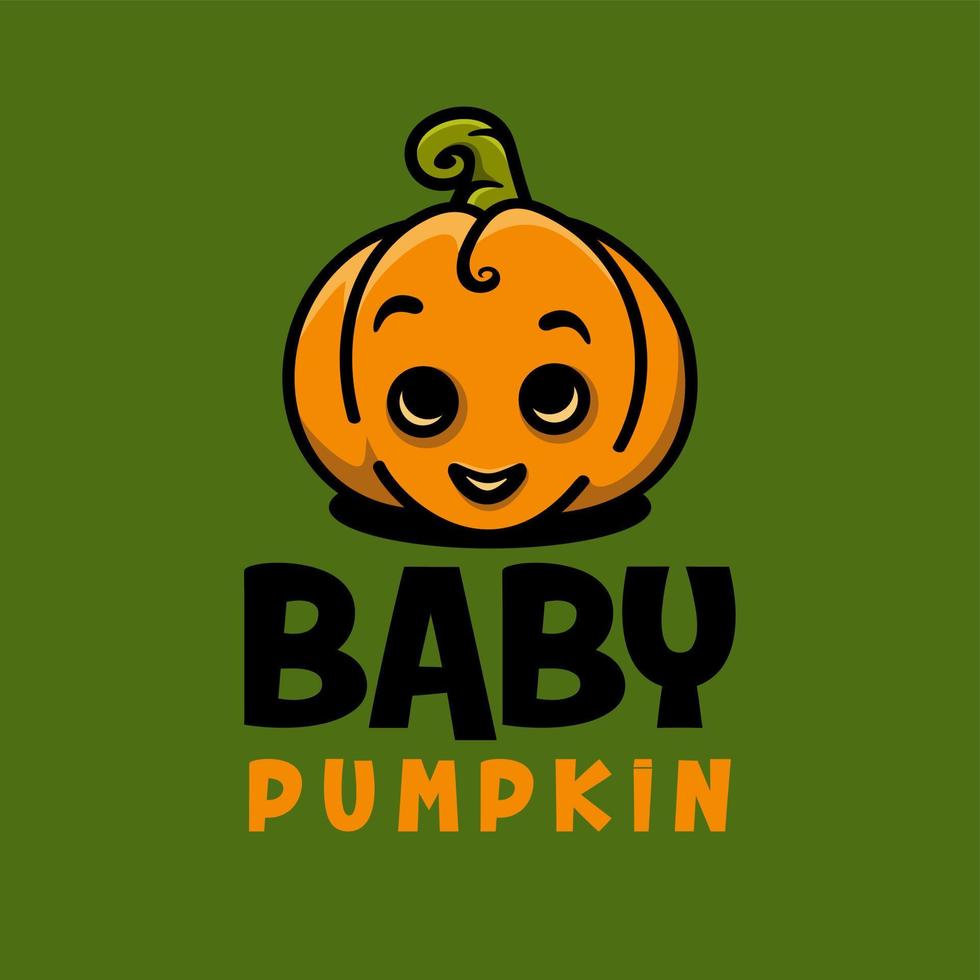 niedlicher lächelnder halloween-babykürbis-karikaturlogo-designvektor vektor