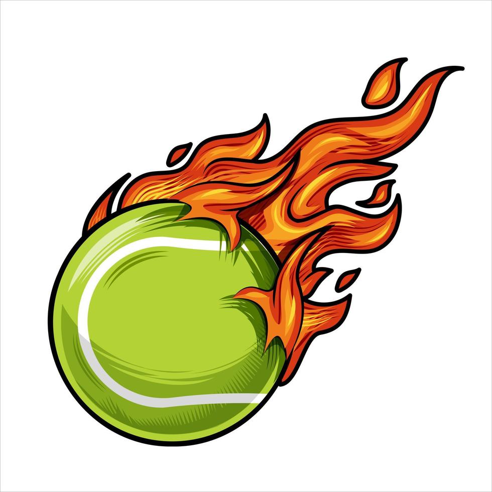Tennis auf Feuervektorillustration. vektor