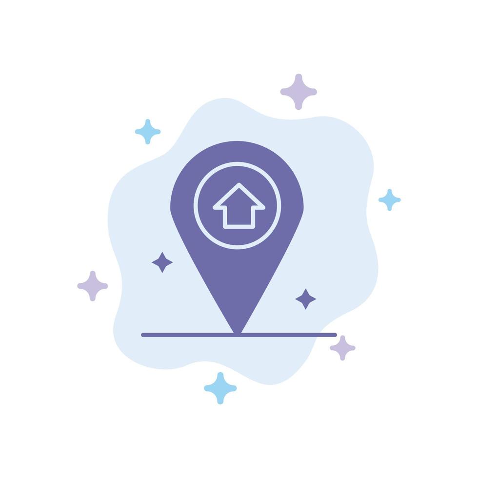 Karta navigering hus blå ikon på abstrakt moln bakgrund vektor