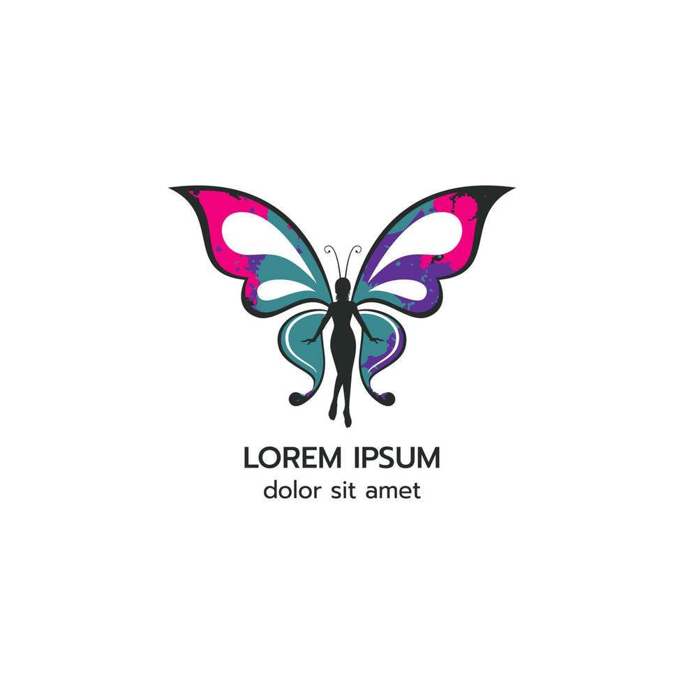 Schönheit fliegende Frauen Schmetterling Logo Vektor