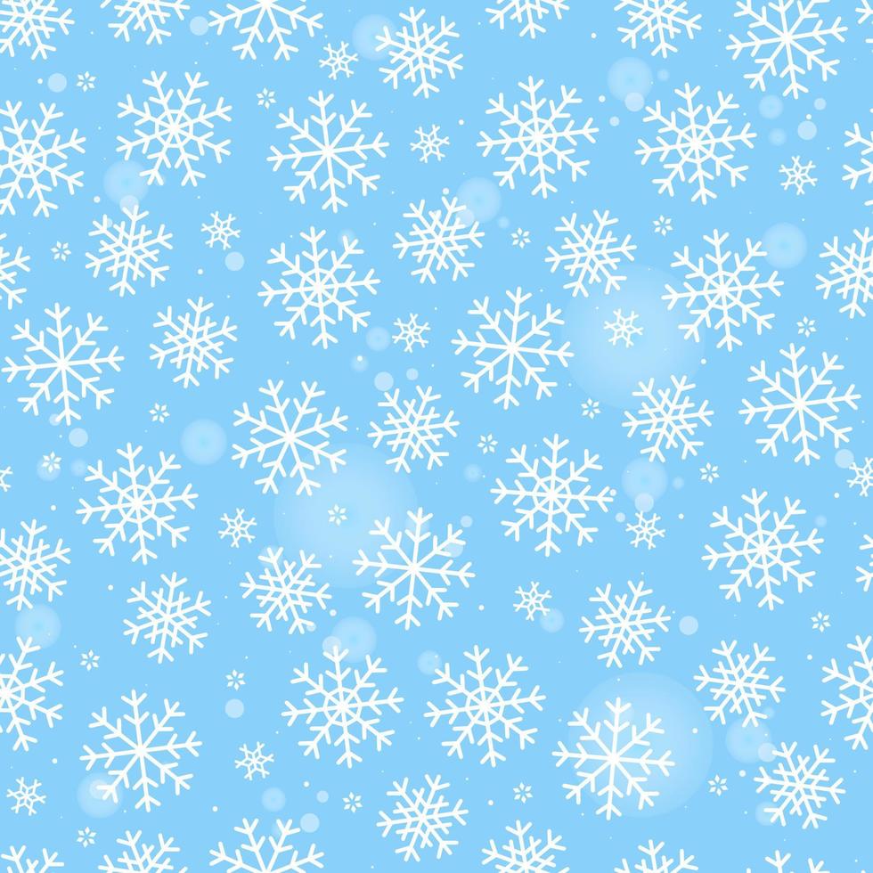 nahtlose Muster weiße Schneeflocken auf blauem Hintergrund. Frohes neues Jahr. vektor